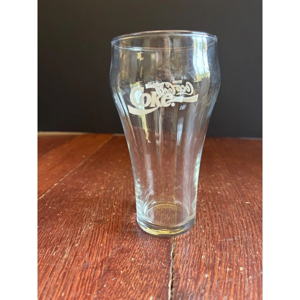 Vintage Coca-Cola Glass White Logo Flared Tumbler Enjoy Coke 6 Inch